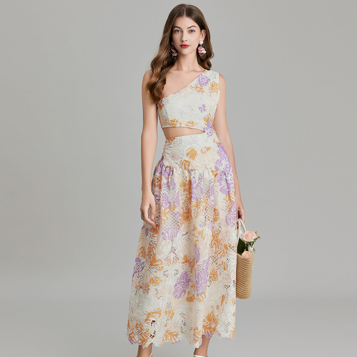 French Lace Purple And Yellow Resort Dress - 817864267678_PUR